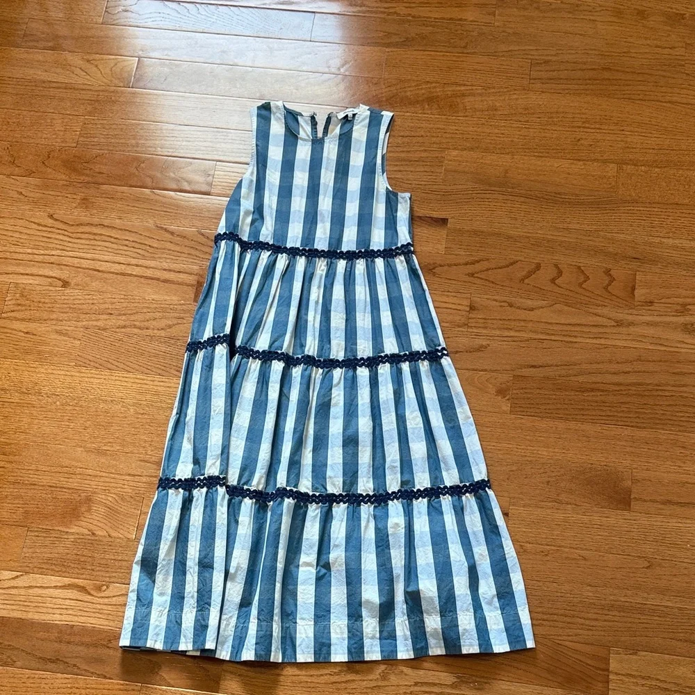 Madewell Blue and White Striped Midi Dress - Picture 1 of 3